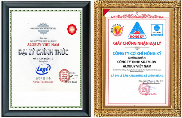 Chứng nhận đại lý phân phối máy hàn điện từ Hàn Quốc