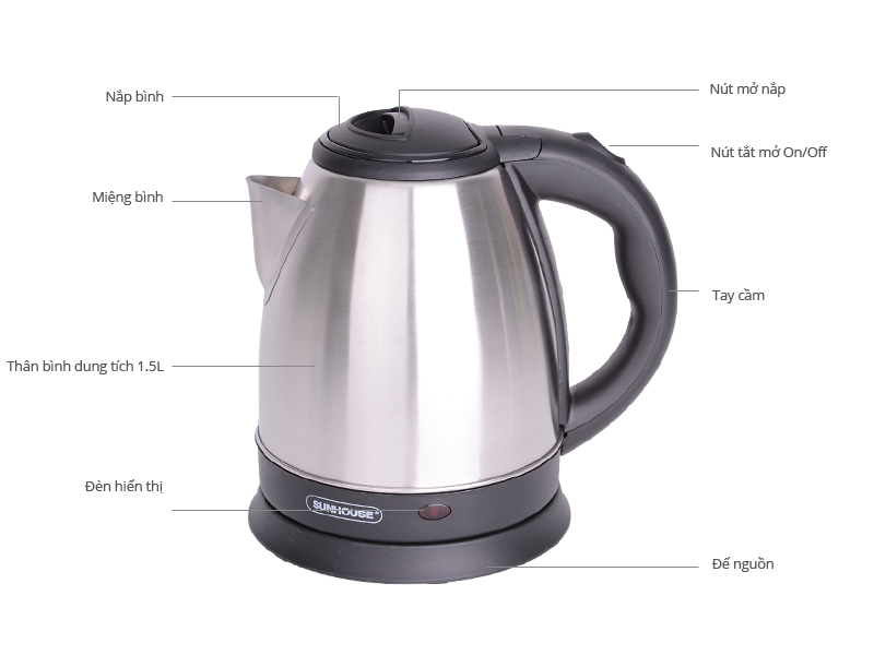 Bình đun siêu tốc Sunhouse SHD1152