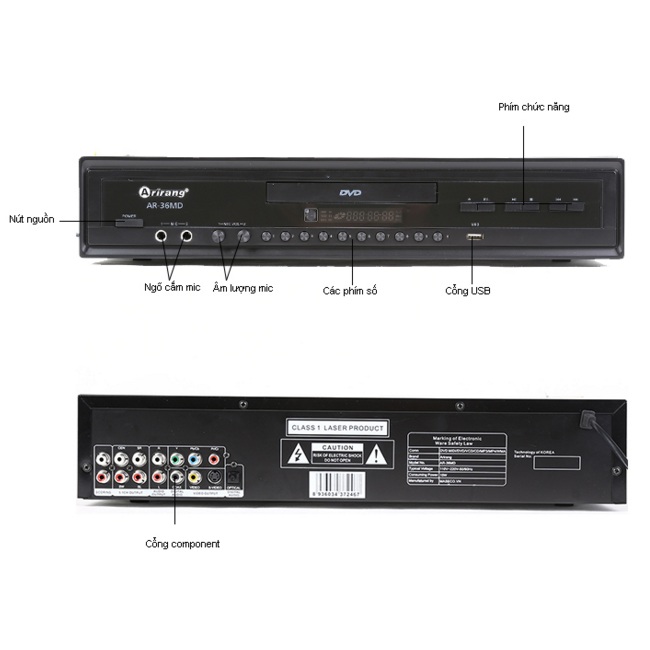 Đầu DVD karaoke 5 số Arirang AR-36MD