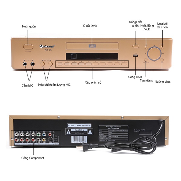Đầu DVD Karaoke Arirang AR-36