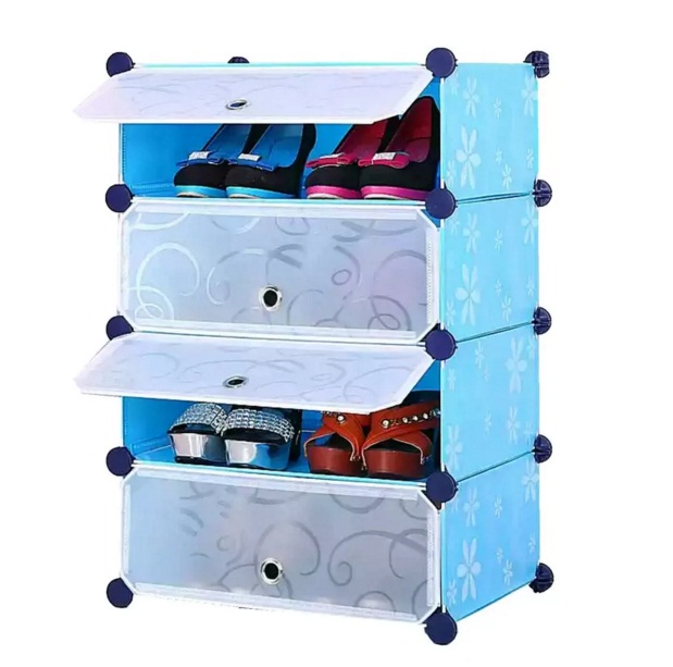Tủ giày dép đa năng 4 ngăn Tupper Cabinet TC-4BL-W ( xanh cửa trắng)