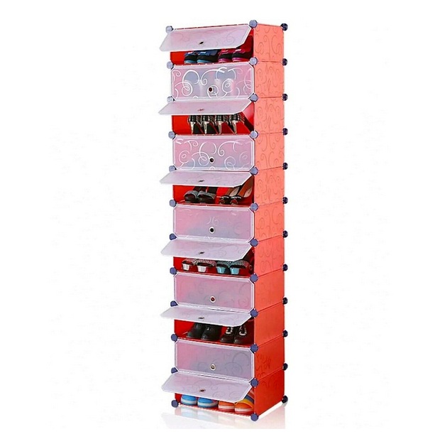 Tủ nhựa đa năng 11 ngăn Tupper Cabinet TC-11R-W1 (đỏ cửa trắng)