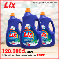 Nước giặt Lix Matic hương nước hoa 3.6Kg - Dùng cho máy giặt cửa trước - NGM38