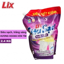 Nước Giặt LIX Siêu Sạch TÚI 2.4KG - Hương Hoàng Hôn Tím - Mã 20201
