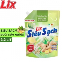 Nước Lau Sàn LIX TÚI 3.2 Lít - Hương Gừng và Sả Chanh - Mã N15102 