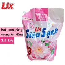 Nước Lau Sàn LIX TÚI 3.2 Lít - Hương Sen Hồng - Mã 15502