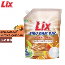 Nước Rửa Chén LIX Siêu Đậm Đặc Hương Quế Và Cam TÚI 3.2KG - Mã 21402