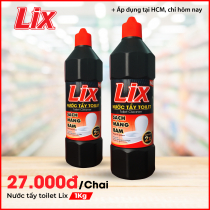 Nước tẩy toilet Lix 1Kg - Đậm đặc x2, Sạch mảng bám - NTD01