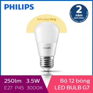 Bộ 12 Bóng đèn Philips LED Gen7 3.5W 3000K E27 P45 - Ánh sáng vàng