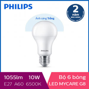 Bộ 6 Bóng đèn Philips LED MyCare 10W 6500K E27 A60 - Ánh sáng trắng