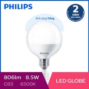 Bóng đèn Philips LED Globe 8.5W 6500K G93 E27 - Ánh sáng trắng