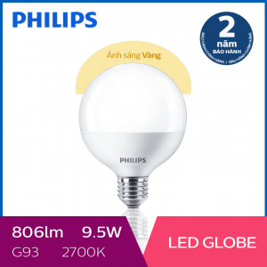 Bóng đèn Philips LED Globe 9.5W 2700K G93 E27 - Ánh sáng vàng