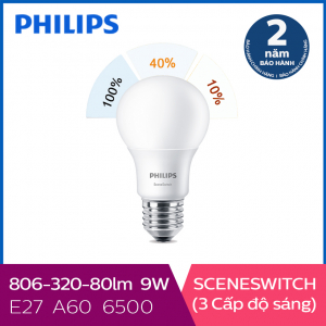 Bóng đèn Philips LED Scene Switch 3 cấp độ chiếu sáng 9W 6500K E27 - Ánh sáng trắng