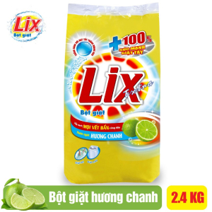 Bột Giặt LIX EXTRA 2.4KG Hương Chanh + Tẩy Sạch Cực Mạnh Vết Bẩn - EC025