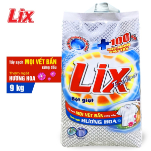Bột Giặt LIX EXTRA 9KG Hương Hoa + Tẩy Sạch Cực Mạnh Vết Bẩn - EB010 