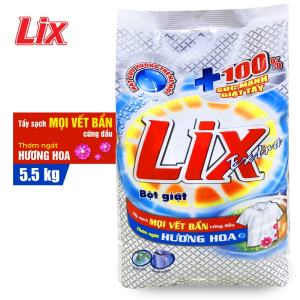 Bột giặt Lix Extra hương hoa 5.5Kg - Tẩy sạch vết bẩn cực mạnh - EB568