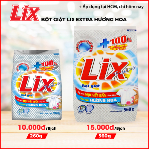 Bột giặt Lix Extra hương hoa 560G - Tẩy sạch vết bẩn cực mạnh - EB560