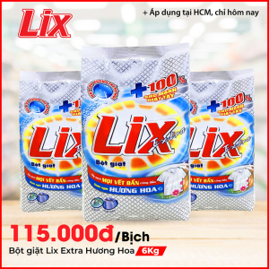 Bột giặt Lix Extra hương hoa 6Kg - Tẩy sạch vết bẩn cực mạnh - EB006