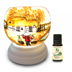Đèn xông tinh dầu gốm Bát Tràng - Phong Cảnh Đồng Lúa