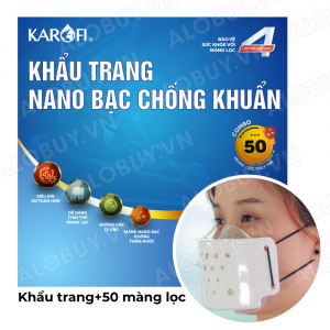 Khẩu trang siêu kín kháng khuẩn 4 lớp NANO bạc KAROFI + 50 Màng lọc