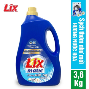 Nước giặt Lix Matic hương nước hoa 3.6Kg - Dùng cho máy giặt cửa trước - NGM40