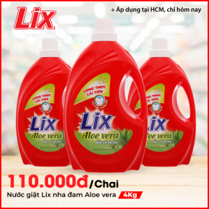 Nước giặt Lix nha đam Aloe vera 4Kg - Bảo vệ da tay - NG400