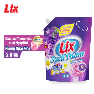 Nước giặt Lix sạch thơm hương ngàn hoa Túi 2.6kg N7402