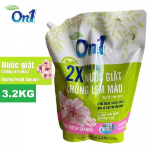 Nước Giặt ON1 Chống Lem Màu Hương Fresh Sakura TÚI 3.2KG - Mã 20602 - Hàng Chính Hãng