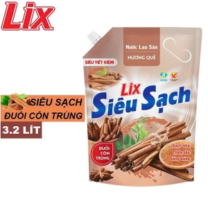 Nước Lau Sàn LIX Siêu Sạch TÚI 3.2 Lít - Hương Quế - Mã 15702
