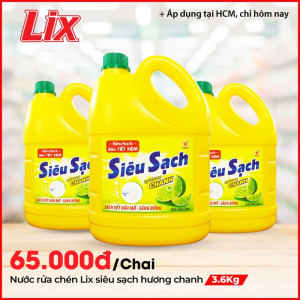 Nước Rửa Chén LIX 3.6KG Siêu Sạch Hương Chanh - NS360