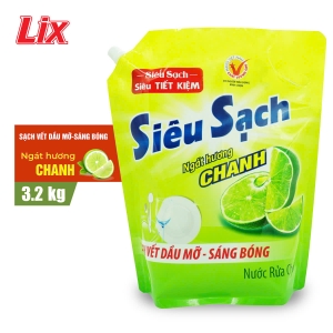 Nước Rửa Chén LIX Túi 3.2KG Siêu Sạch Hương Chanh - N4308