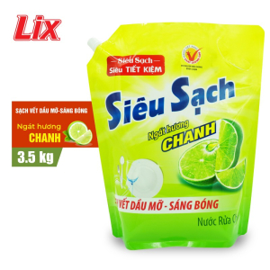 Nước Rửa Chén LIX Túi 3.5KG Siêu Sạch Hương Chanh - N4301