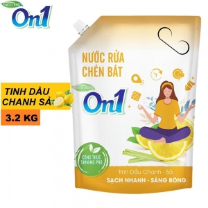 Nước Rửa Chén ON1 Tinh Dầu Chanh Sả TÚI 3.2KG - Mã N5212