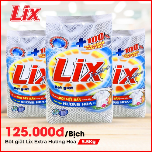 Bột giặt Lix Extra hương hoa 5.5Kg - Tẩy sạch vết bẩn cực mạnh - EB006