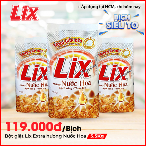 Bột giặt Lix Extra hương nước hoa 5.5Kg - EH055