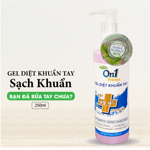 Gel Rửa Tay khô sạch khuẩn nhanh On1 Protect hương BamBoo Charcoal chai nhấn 250ml C0102 -1