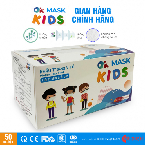 Khẩu trang y tế trẻ em 3 lớp kháng khuẩn OK MASK KIDS Nam Anh
