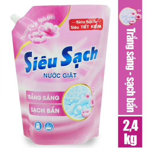 Nước giặt Lix hương hoa Anh Đào Túi 2.4Kg - Tẩy sạch cực mạnh vết bẩn - N2502-1