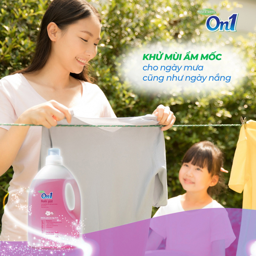 Nước Giặt xả 2 trong 1 On1 Chống Lem Màu Hương Fresh Sakura sạch khuẩn 3.6Kg - N6402-1