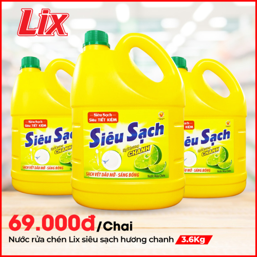 Nước Rửa Chén LIX 3.6KG Siêu Sạch Hương Chanh - NS360