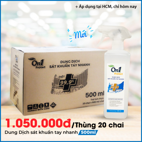 Thùng Dung dịch sát khuẩn tay nhanh On1 Protect hương BamBoo Charcoal chai xịt 500ml C0202 