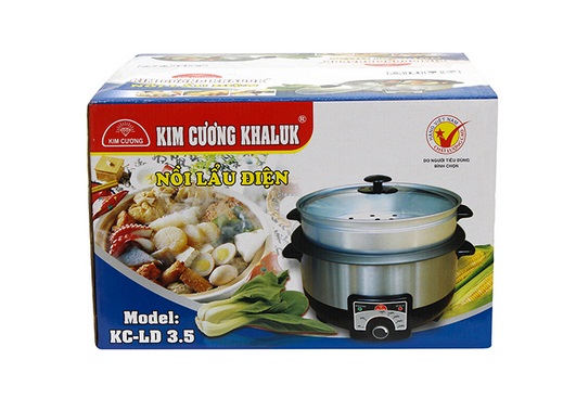 Nồi lẩu điện Kim Cương KC-LD-3.5L - Có xửng hấp